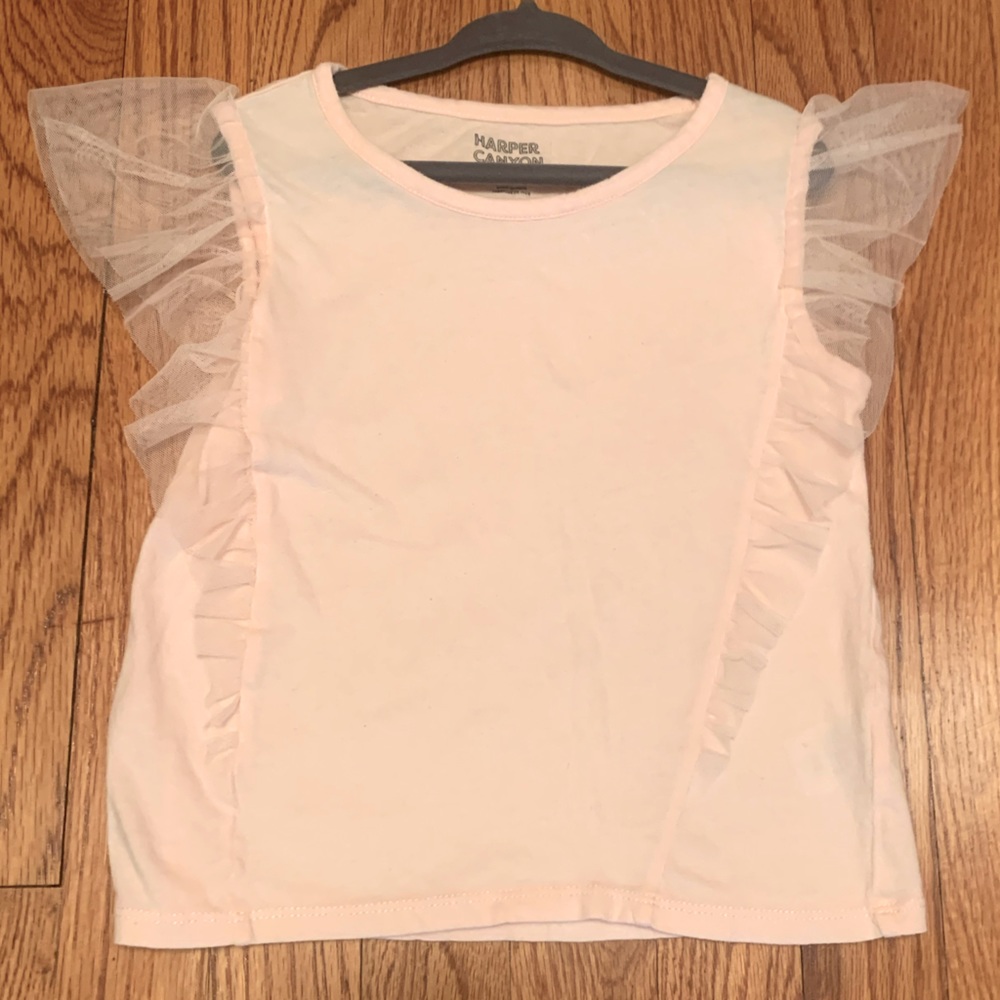 Harper Canyon Lace Sleeve Pink Shirt - size 4